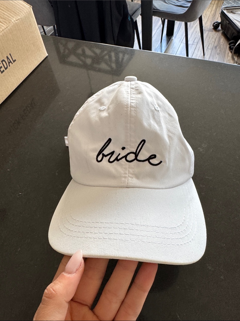 White 'bride' Embroidered Baseball Cap